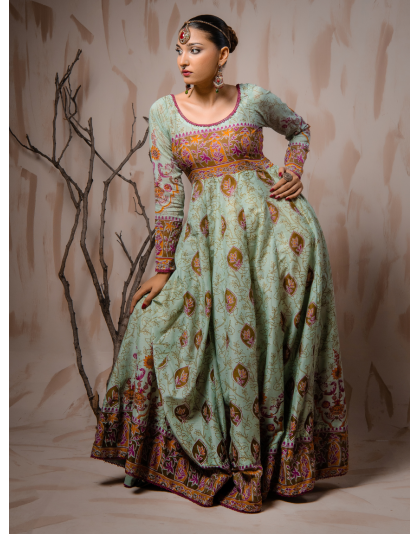 Mint Green Heritage Premium Lawn 3 Piece Frock Set