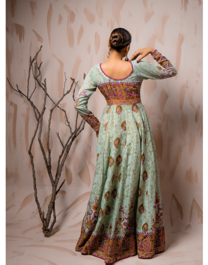 Mint Green Heritage Premium Lawn 3 Piece Frock Set