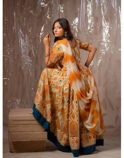 Mustard Heritage Premium Lawn 3 Piece Frock Set